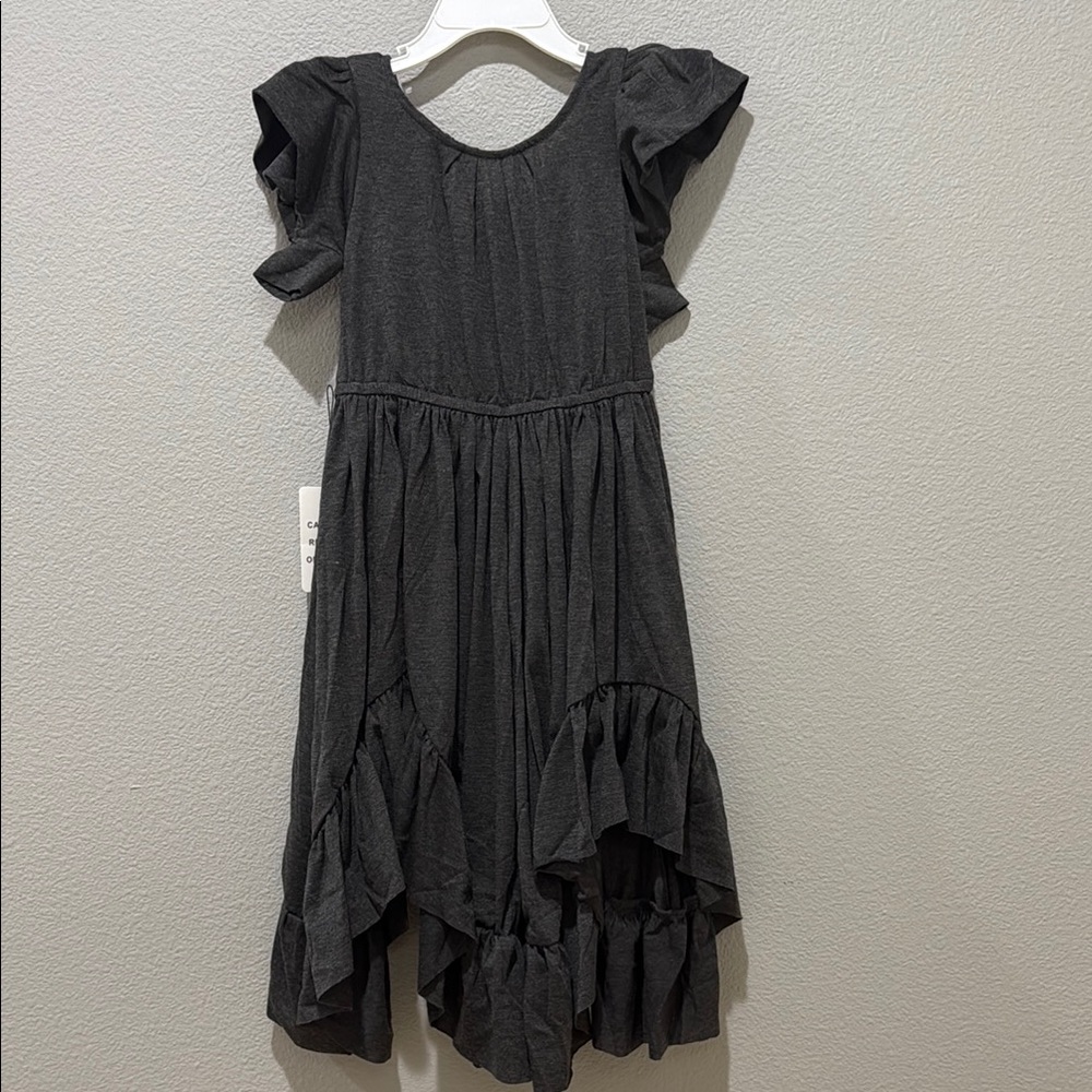 Joyfolie Mia Joy Charcoal Grey Brinn Ruffle Wide Leg Jumpsuit Size 2